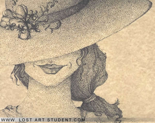 stipple girl with hat