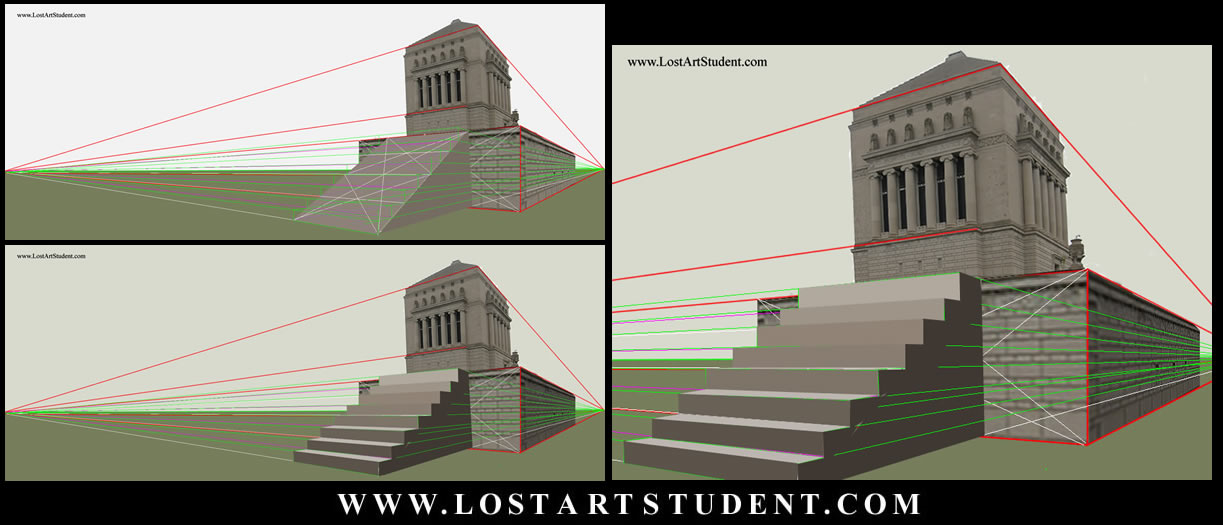 How to draw stairs in 2 point perspective